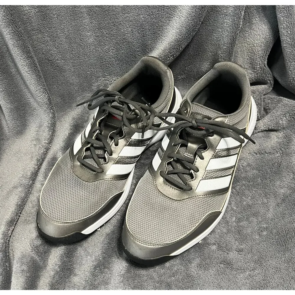 Mens 11.5 Adidas Tech Response 2.0 Gray White Lace Up Golf Shoe Soft Spikes